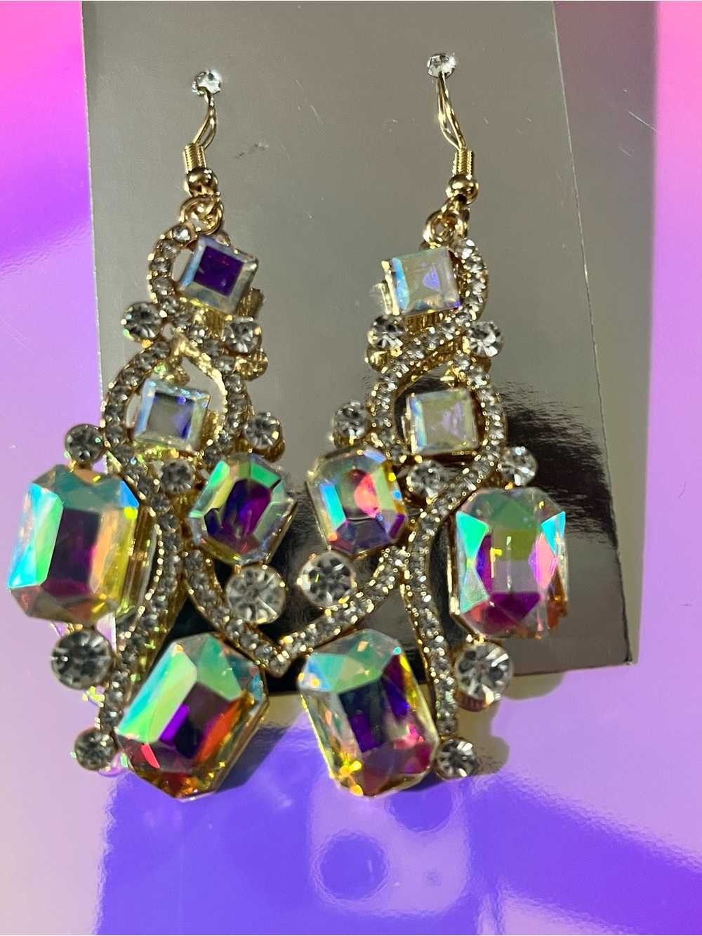 Source Unknown Gold-Tone Aurora Iridescent Drop Earrings
